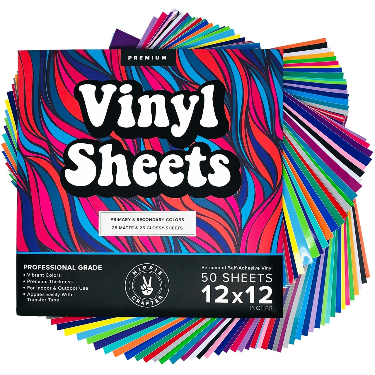 50 Pack Adhesive Permanent Vinyl - Endless Crafting Possibilities with Glossy & Matte Vinyl Sheets to Decorate Your House, Party, Car, Mugs, and More